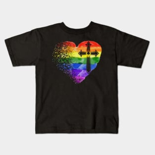 LGBT Cross Christian Heart Blessing God Gift Kids T-Shirt